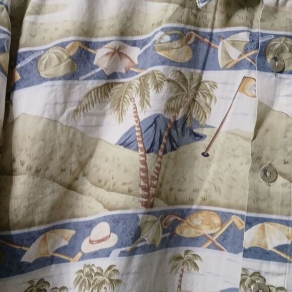 Pierre Cardin golf palm trees button down casual vacation shirt Sz L EUC - Picture 4 of 6